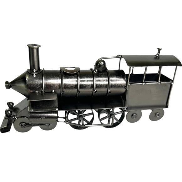 Steam Train Engine Hand Made Industrial Metal Design Artsy Whimsical 9.5" x 4.5" - Picture 3 of 6